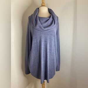Barefoot Dreams CozyChic Ultra Light Blue Cowl Neck Long Sleeves Sweater size XL